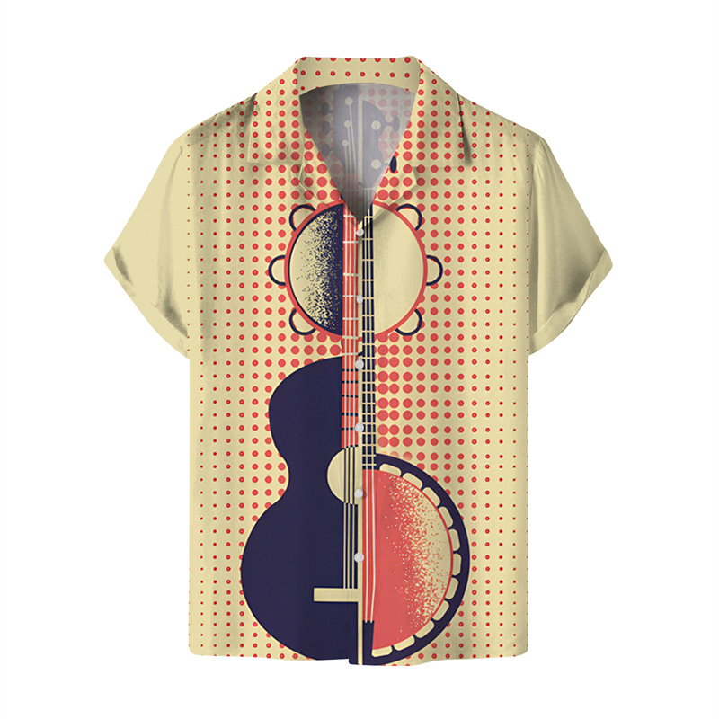 남성용 반팔 브이넥 비치 셔츠, 음악 기타 프린트 록  - 3D Printing Guitar 리뷰 및 가격