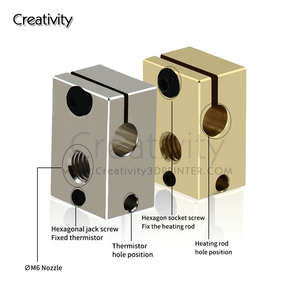 V6 PT100 히터 블록 도금 구리 황동 3D 프린터 - 3D Printing Titanium 리뷰 및 가격
