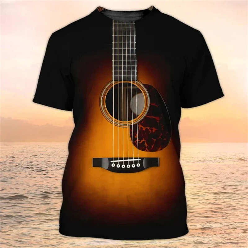 3D 기타 프린트 티셔츠 남녀공용 팝 음악 스타일 티셔 - 3D Printing Guitar 리뷰 및 가격