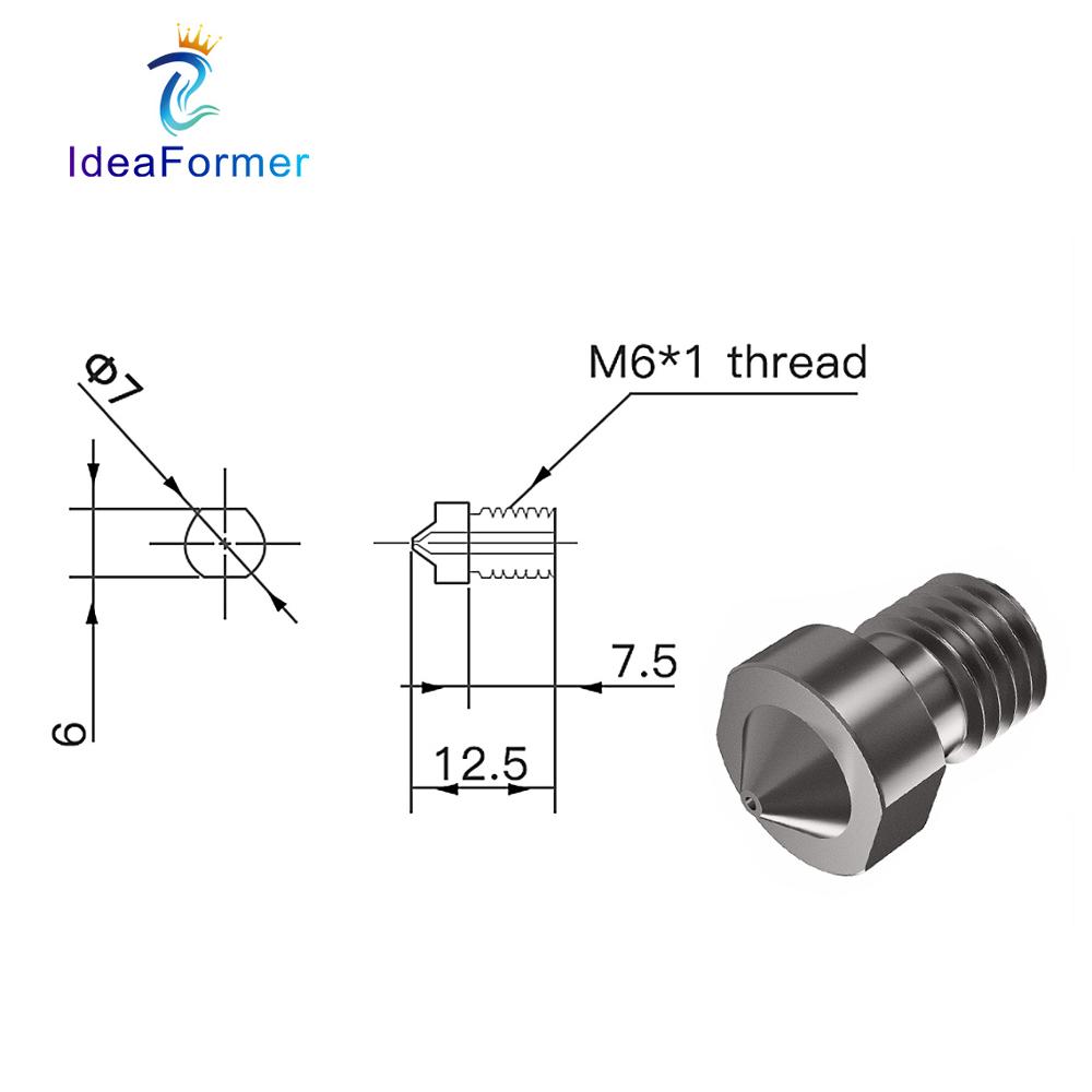V6 노즐 경화강 0.2/0.4/0.6/0.8/1mm  - 3D Printing Titanium 리뷰 및 가격