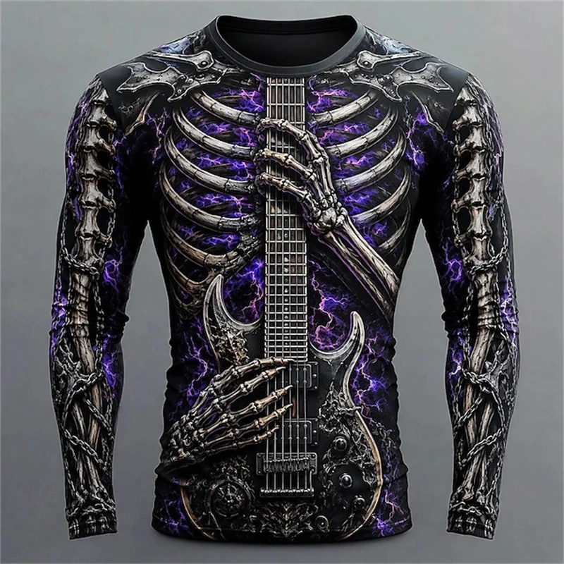 멋진 3D 불꽃과 해골 기타 디자인의 새로운 남성용 긴 - 3D Printing Guitar 리뷰 및 가격